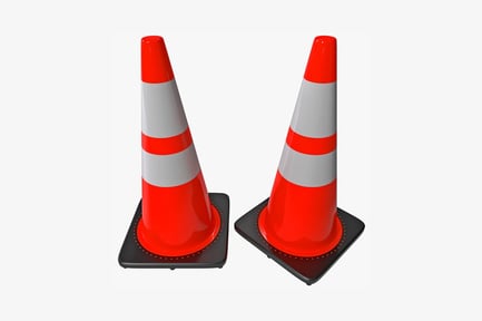Preview: Stacked traffic cones with reflective stripes