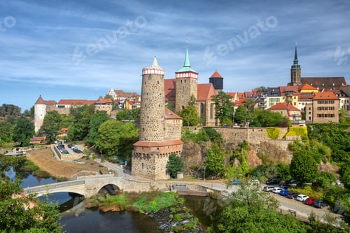 Preview: Bautzen, Germany. View of Old Town with old Water tower