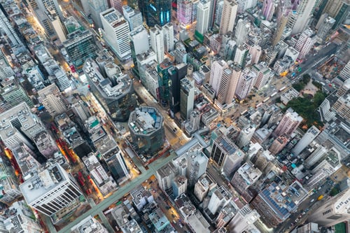 Preview: Hong Kong 09 November 2021: Top view of Hong Kong city in Kowloon side
