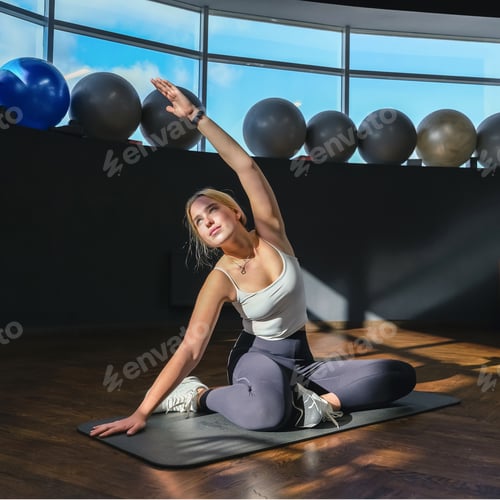 Preview: Fitness, sports.fit,Girl doing fitness gym after opening lockdown Wellness, health care,