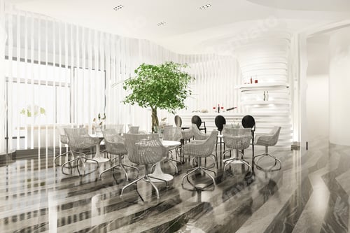 Preview: 3d rendering modern dining room and living room with luxury chinese decor