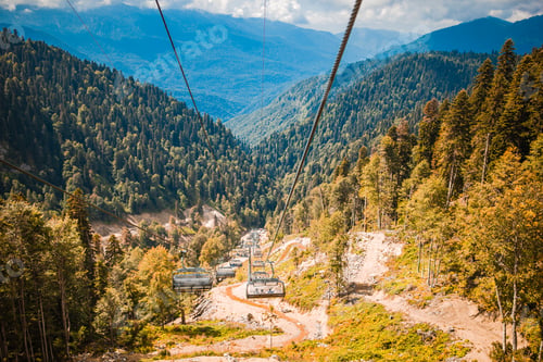 Preview: Ropeway on top Roza Peak. Sochi, Krasnodar Krai, Russia