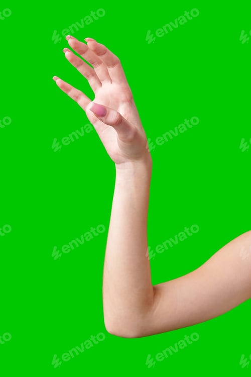 Preview: Female Hand Making Gesture Against Green Screen