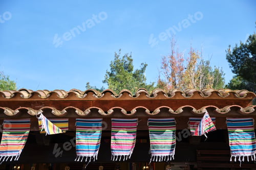 Preview: Detail of the decorative style of Mexican houses with warm colors.