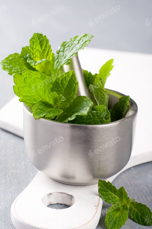 Preview: Fresh Mint in Mortar and Pestle