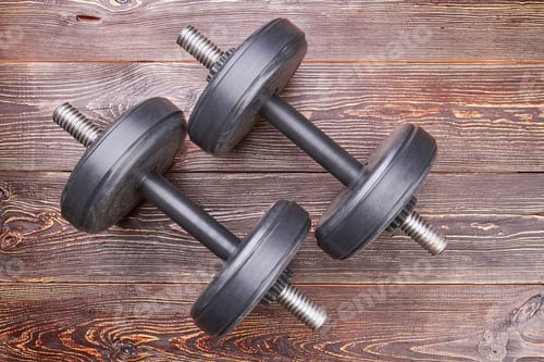Preview: Bodybuilding workout dumbbells, top view