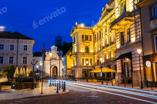 Preview: Vilnius Lithuania. Illuminated Lithuanian National Philharmonic