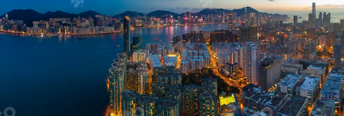 Preview: Hung Hom, Hong Kong 15 May 2019: Top view of Hong Kong residential district at night