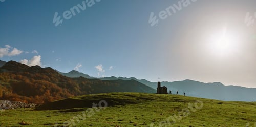 Preview: Mountain landscape with hermitage