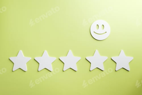 Preview: Five star customer feedback review shows excellent satisfaction rating for business service, online