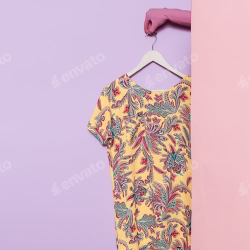 Preview: Stylish clothes. Summer dress. Print Turkish cucumber. wardrobe