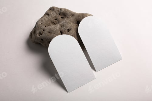 Preview: Modern minimal design. Business card different arch shape in vintage style. Modern white card