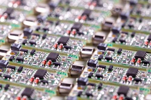 Preview: Closeup small microcircuits lie next to each other