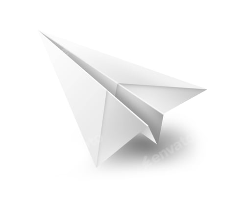 Preview: isolated paper airplane flying
