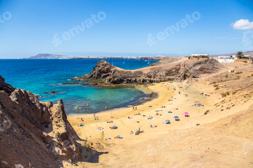 Preview: Panoramic of The beautiful beach of papagayo west of Lanzarote
