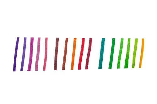 Preview: lines with multi-colored markers on a white background, set of markers