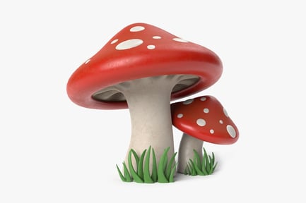 Preview: Stylized Toadstool Mushrooms with Grass