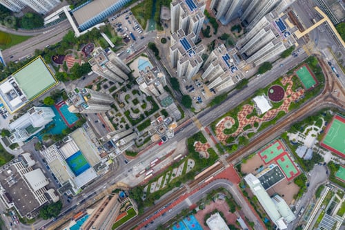 Preview: Tuen Mun, Hong Kong 26 September 2020: Top view of Hong Kong city