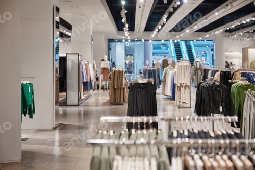 Preview: Clothing department store indoor interior in shopping mall