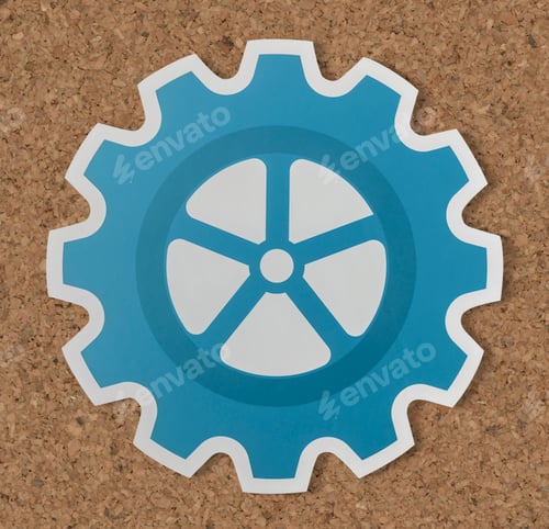 Preview: Paper craft of cog wheel icon symbol