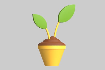 Preview: Potted plant with two green leaves.