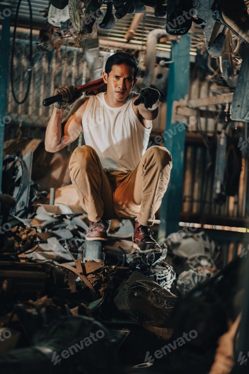 Preview: professional mechanic man portrait concept, male inspection technician at auto car garage service