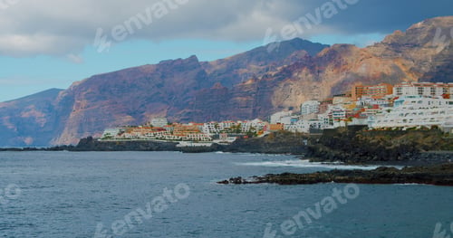 Preview: Coastline of Atlantic Ocean, town Puerto de Santiago, Los Gigantes cliffs,, Santiago del Teide