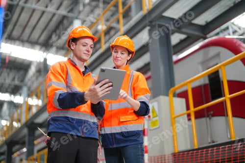 Preview: Specialist Railway Engineer checking the Condition of Trains Railway and Steel Rails