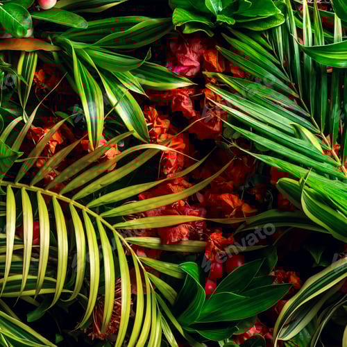 Preview: Creative natural background of tropical leaves. Nature, jungle concept.