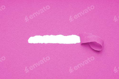 Preview: hole torn in pink paper to reveal hidden copy space