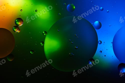 Preview: abstract background from mixed water and oil in green and blue color