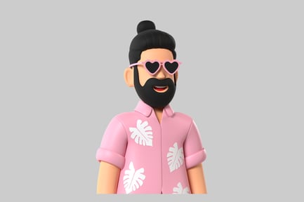 Preview: Funky cartoon man bun avatar