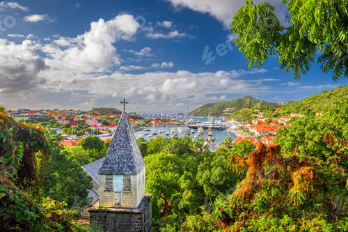 Preview: Gustavia, Saint Barthelemy Carribean view from behind the Anglican Church