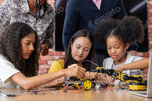Preview: Diverse students building robot in STEM class