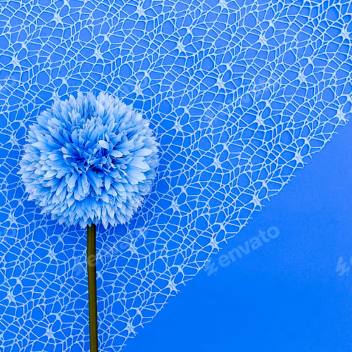 Preview: Blue flower on a blue background minimal art