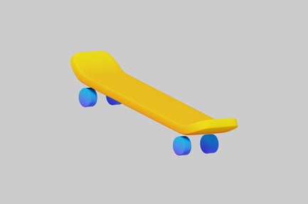 Preview: Yellow skateboard with blue wheels