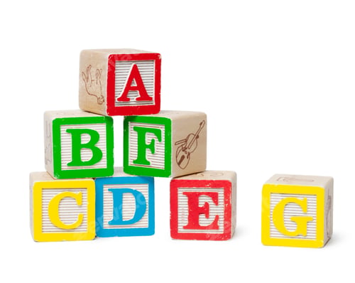 Preview: Wooden alphabet blocks isolated on white background