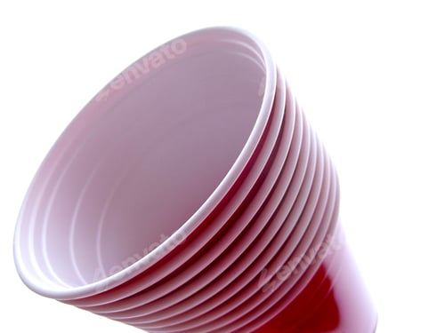 Preview: A stack of red plastic disposable cups