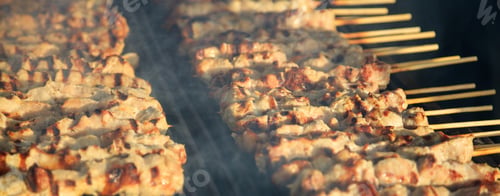 Preview: Meat skewers on the grill