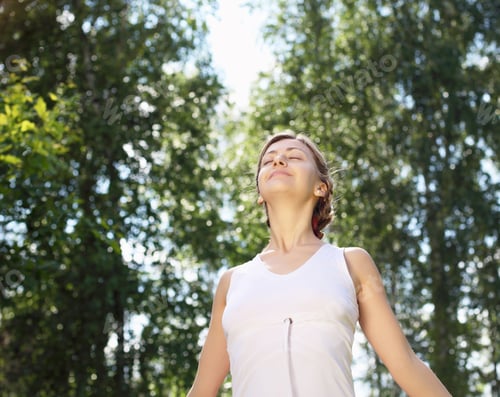 Preview: Young girl in a white shirt and red pants