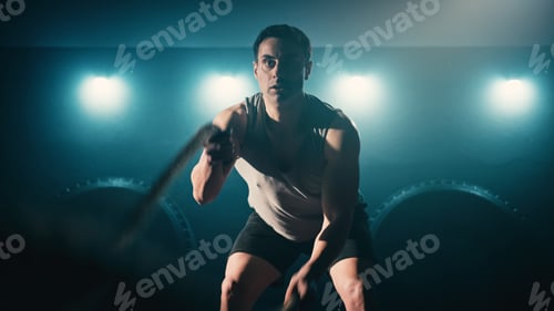 Preview: Athlete training using battle ropes
