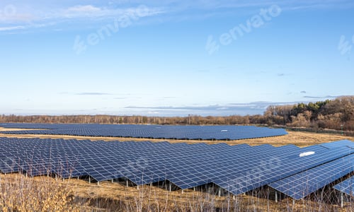 Preview: Electric farm with panels for producing clean ecologic energy.