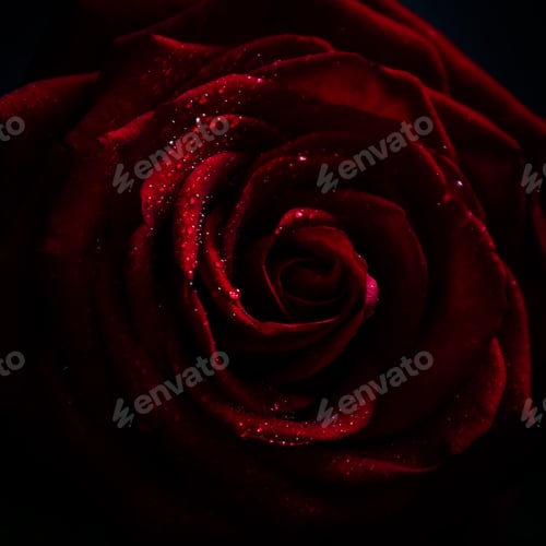 Preview: Red rose, dark background, shallow depth of field, selective focus