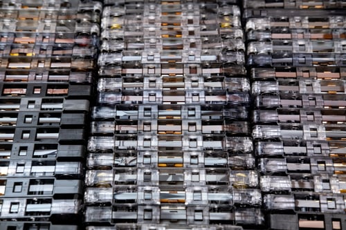 Preview: Huge collection of audio cassettes. Retro musical background