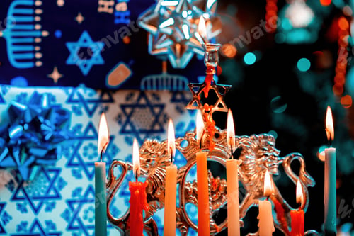 Preview: Lighting candles in menorah for Hanukkah in the Jewish Festival