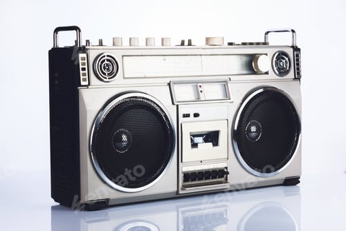 Preview: Stylish retro boombox on white