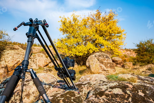 Preview: Camera on slider shots hills in the Carpathians mountains