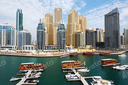 Preview: Dubai marina cityscape at daylight