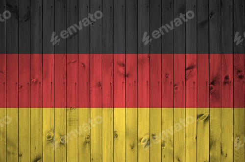 Preview: Germany flag depicted in bright paint colors on old wooden wall close up