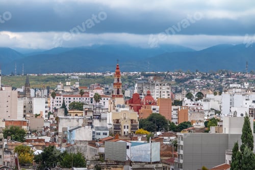 Preview: Aerial view of Salta City and San Francisco Church - Salta, Argentina